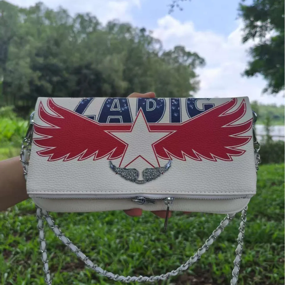 

England Print Wing Clutch 2026 Rhinestone Accent PU Leather Long Zip Wallet Multiple Card Holder Crossbody