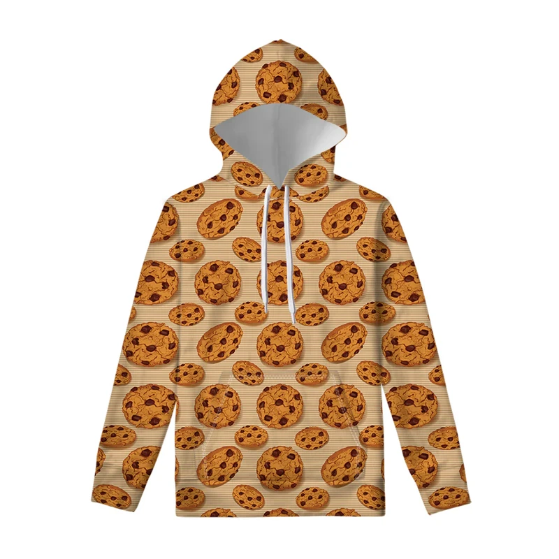 2025 Fashion Funny Cookies Hoodie Casual Street Unisex Hooded Coat Print Donut Food Harajuku Fashion Print Pattern New Hoodies