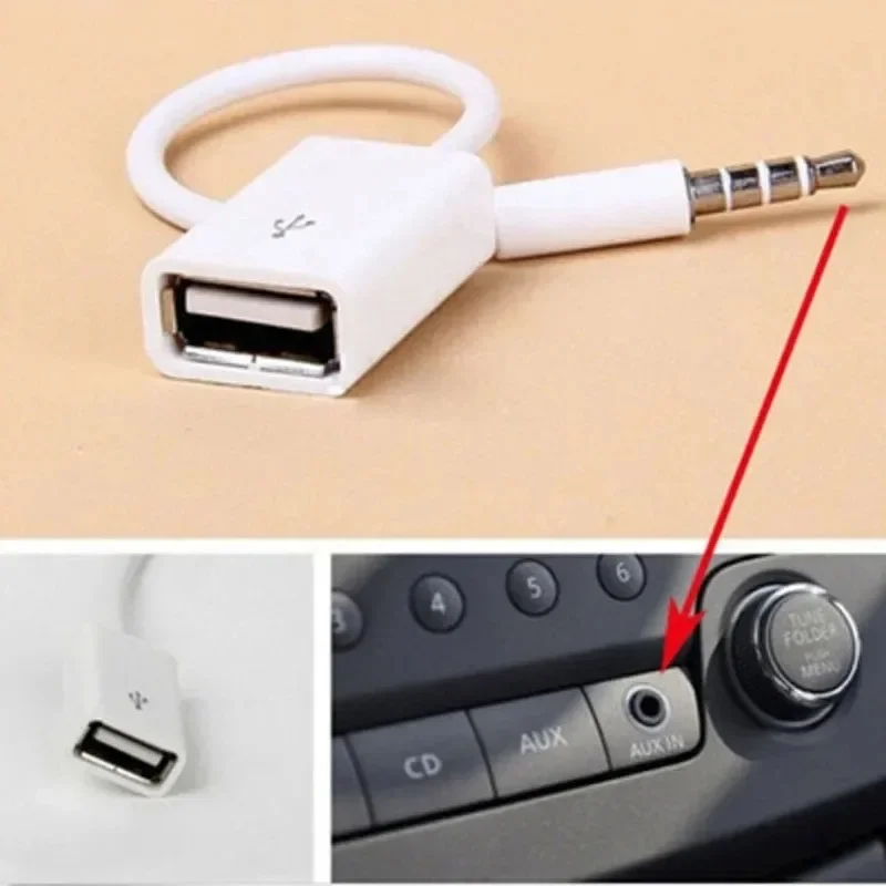 Cars 3.5mm Male AUX Audio Plug Jack To USB 2.0 Female Converter Cord Cable Car MP3 Adapters Converters Cable Accessories DJA88