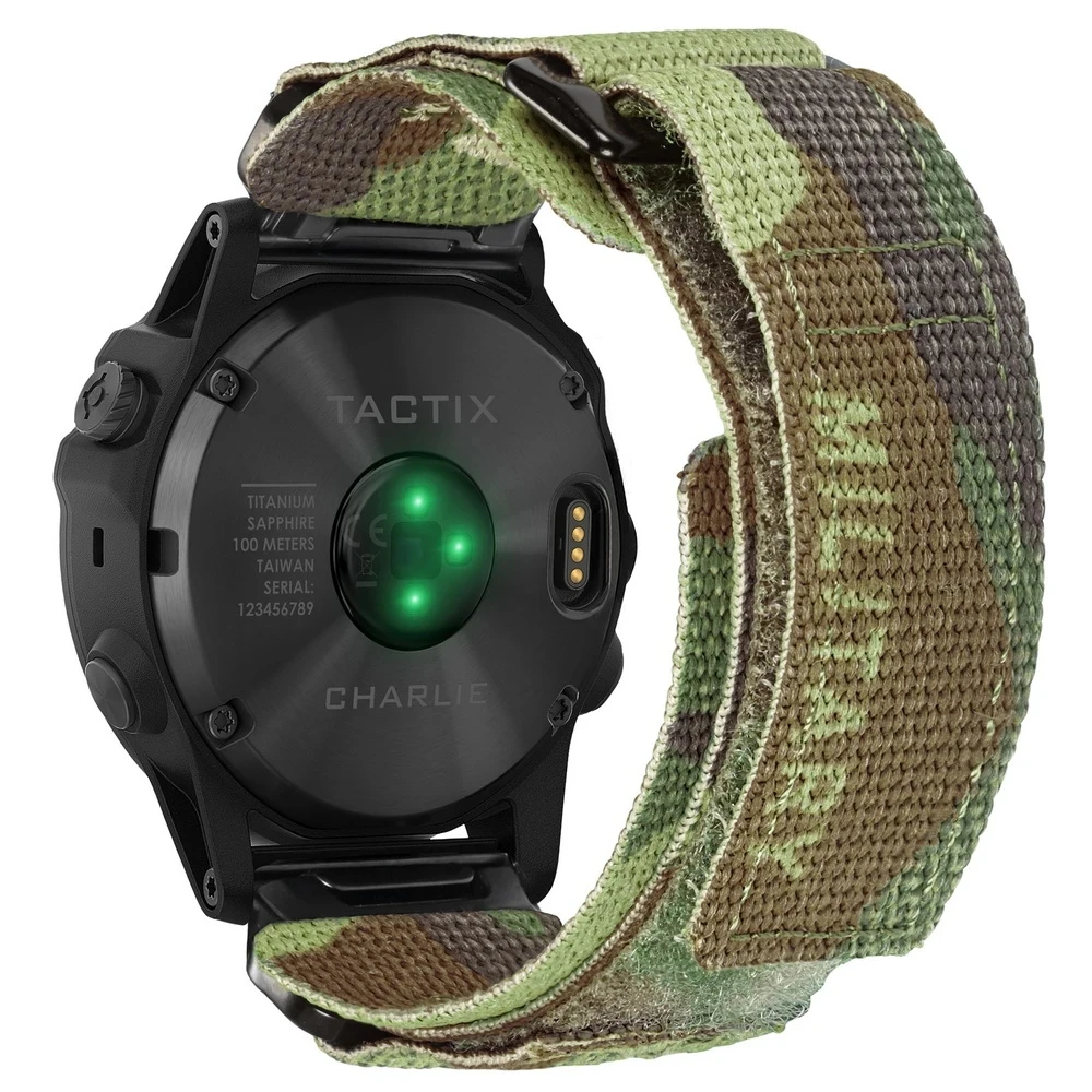 Imagem -02 - Hemsut Nylon Military Wrist Strap Pulseira de Relógio para Garmin Quickfit Compatível com Fenix Tactix Marq Quatix 20 mm 22 mm 26 mm