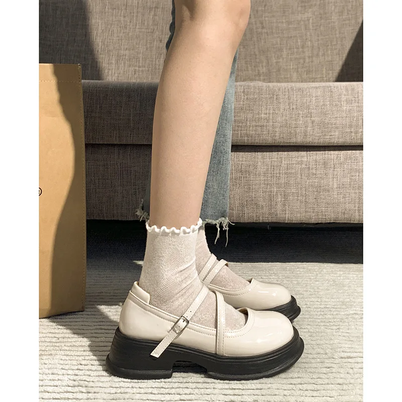 

Round head thick heel platform small leather shoes women's summer 2025 new retro Japanese Lolita Mary Jane single shoes
