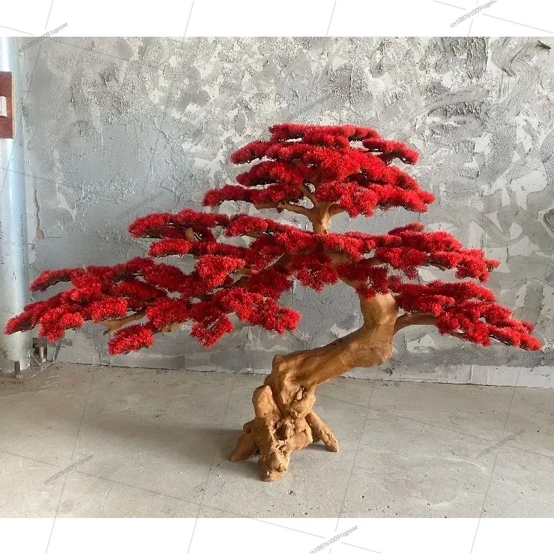 Welcome Pine Bonsai Large Pine  Fake Trees Decoration Entrance Decoration Green Plant Chinese Floor Podocarpus Macrophyllus