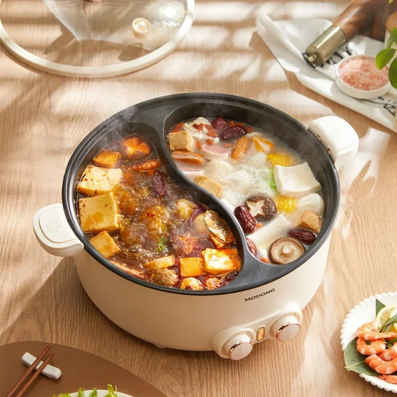 DK75: Dual Hot Pot Cooker, Portable Electric MultiFunction Pot, Perfect for Dorms, Students, and Small Kitchens, Easy to Clean