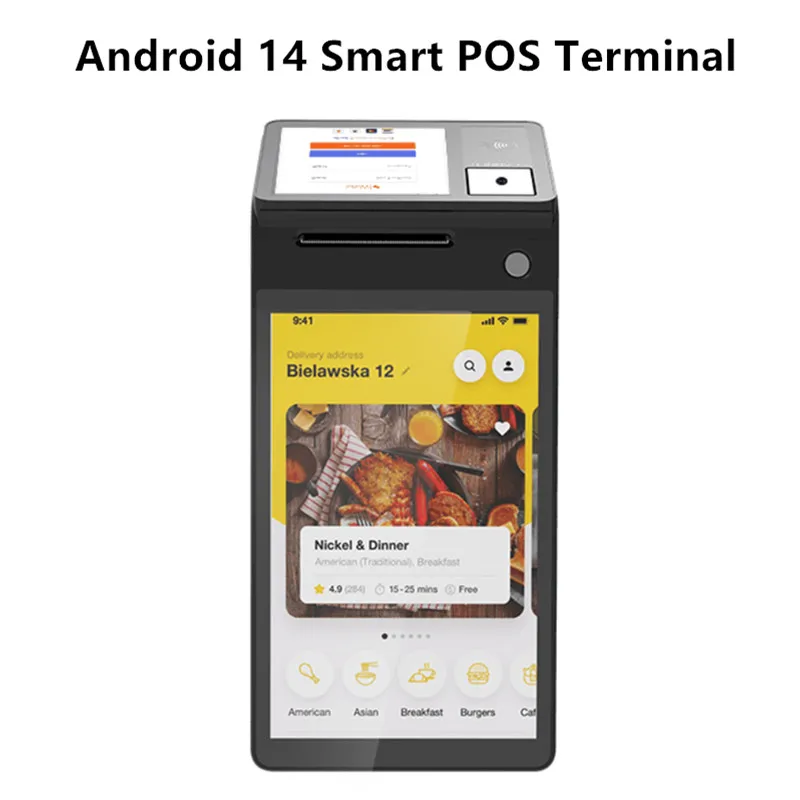 Z108 4G WiFi Android 14 POS Terminal 8-inch Touch Screen Mobile Payment Cash Register with NFC Barcode Scanner Thermal Printer