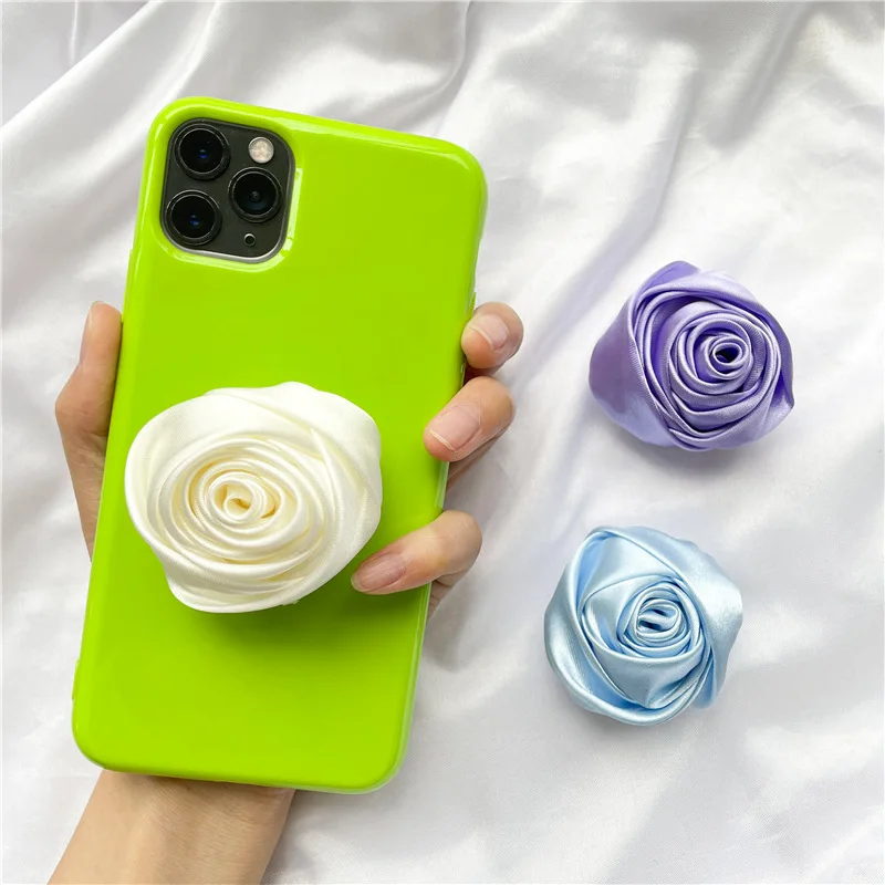 New 1PC Popular Colorful Romantic Rose flower Finger Grip ABS Ring Stand Folding Holder Phone Bracket Mount for iPhone Android