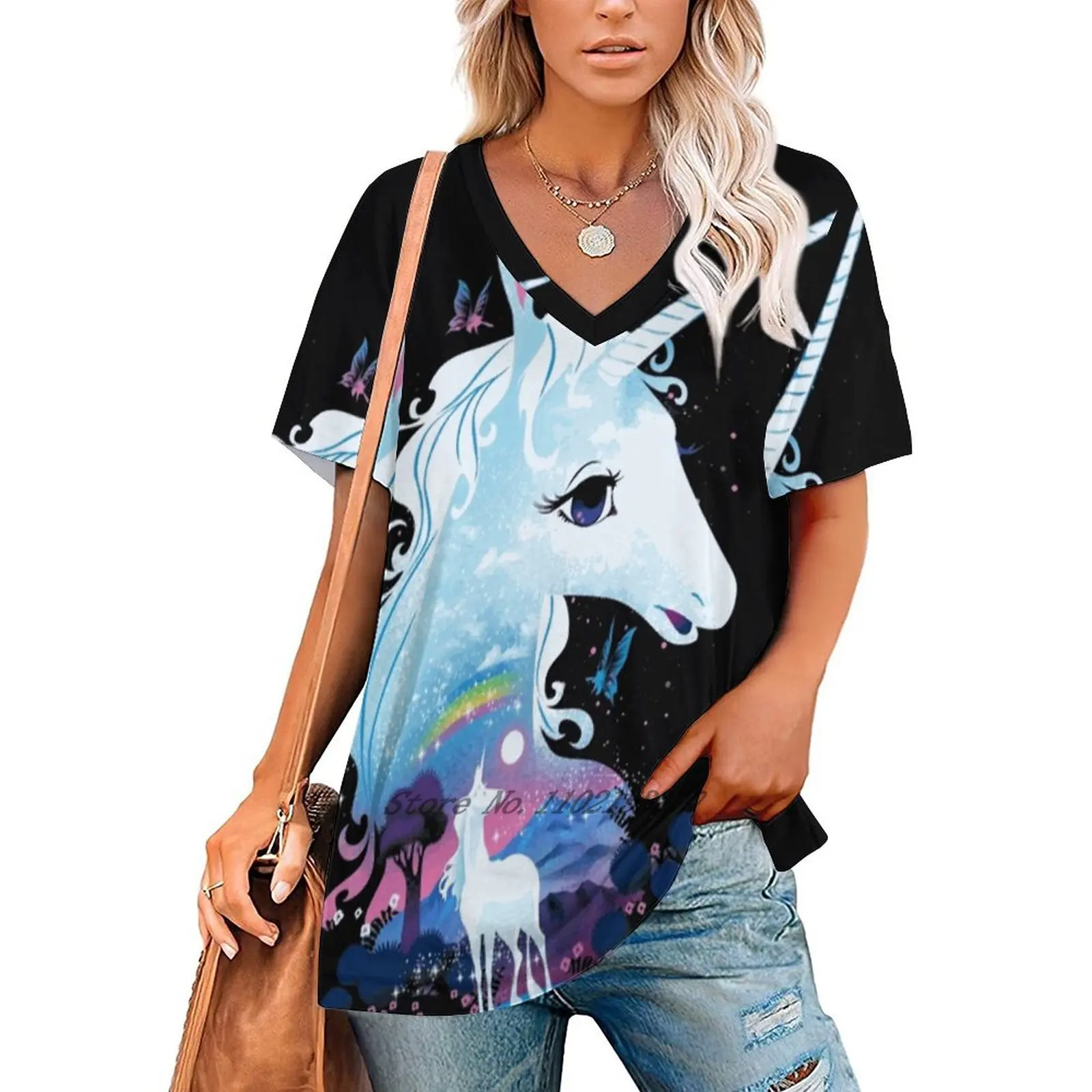 Una Foresta Magica Donne Stampa T-Shirt Estate Casual Magliette e camicette Streetwear T Shirt Boho Ladies Top Thelastunicorn Thelastunicorn2020