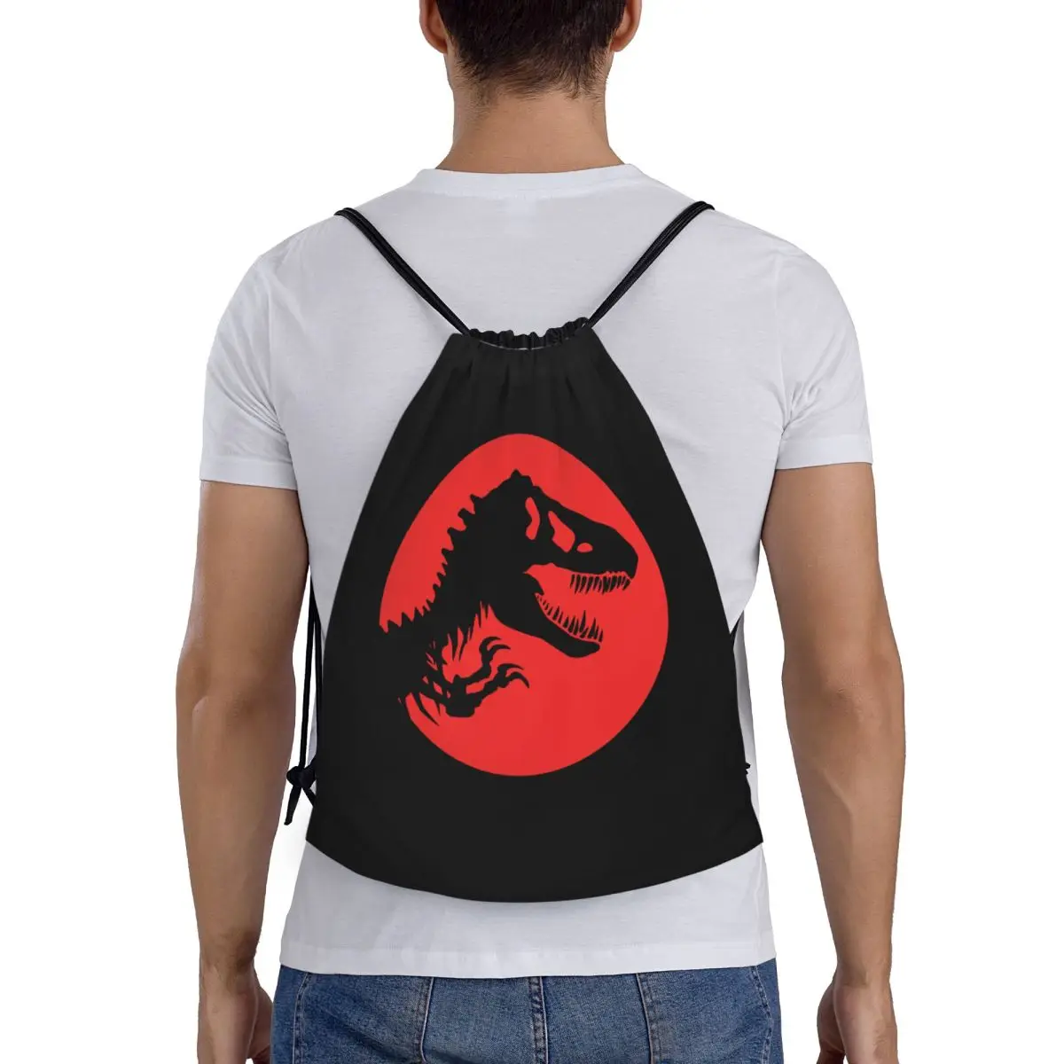 

Dinosaur Jurassic Park Backpacks Fashion Portable Drawstring Bundle Pocket Sports Bag Book Bags For Man Woman School