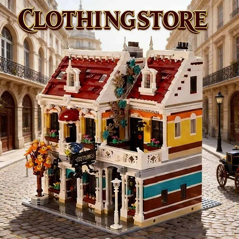 

Creative 89131 Jiestar Expert Moc Clothing Store Street View Brick Modular House Model Building Blocks Christmas Gifts 3065pcs