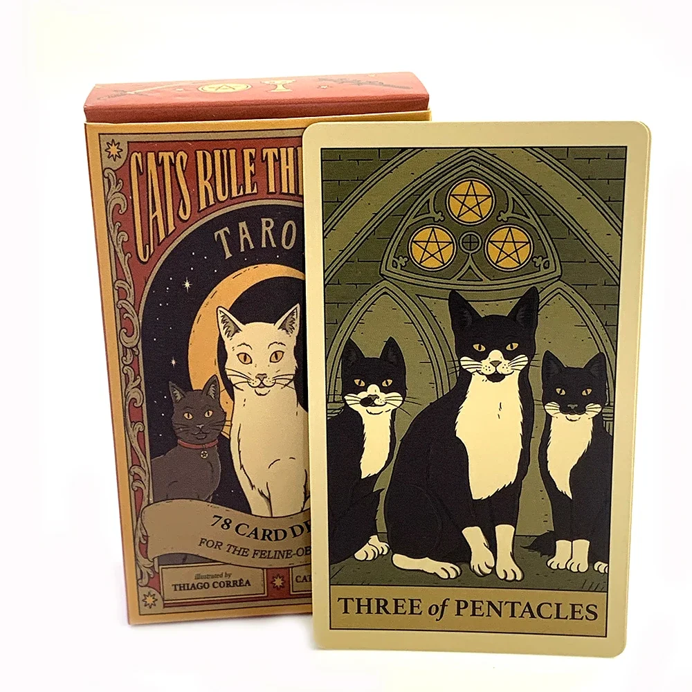 

Кошки Правила Земли Карты Таро 78 Колода карт Уникальные карты для любителей кошек и любителей Таро Милая карточная игра