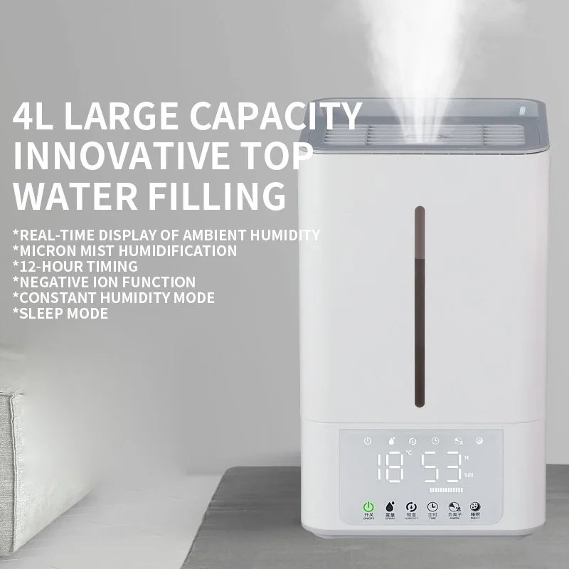 Top Fill Cool Mist & Warm Mist Humidifier for Large Room Home Bedroom Living Room 4L Big Capacity