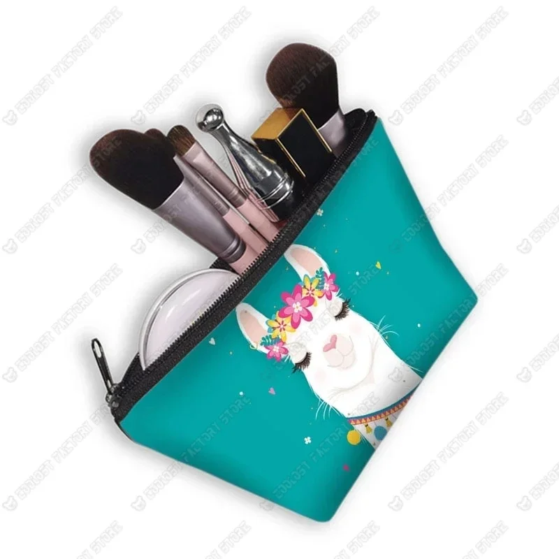 Funny Animal Alpaca Pattern Cosmetic Case Llama Storage Bag Women Makeup Bags Cosmetic Bag Organizer for Travel Lipsticks Holder