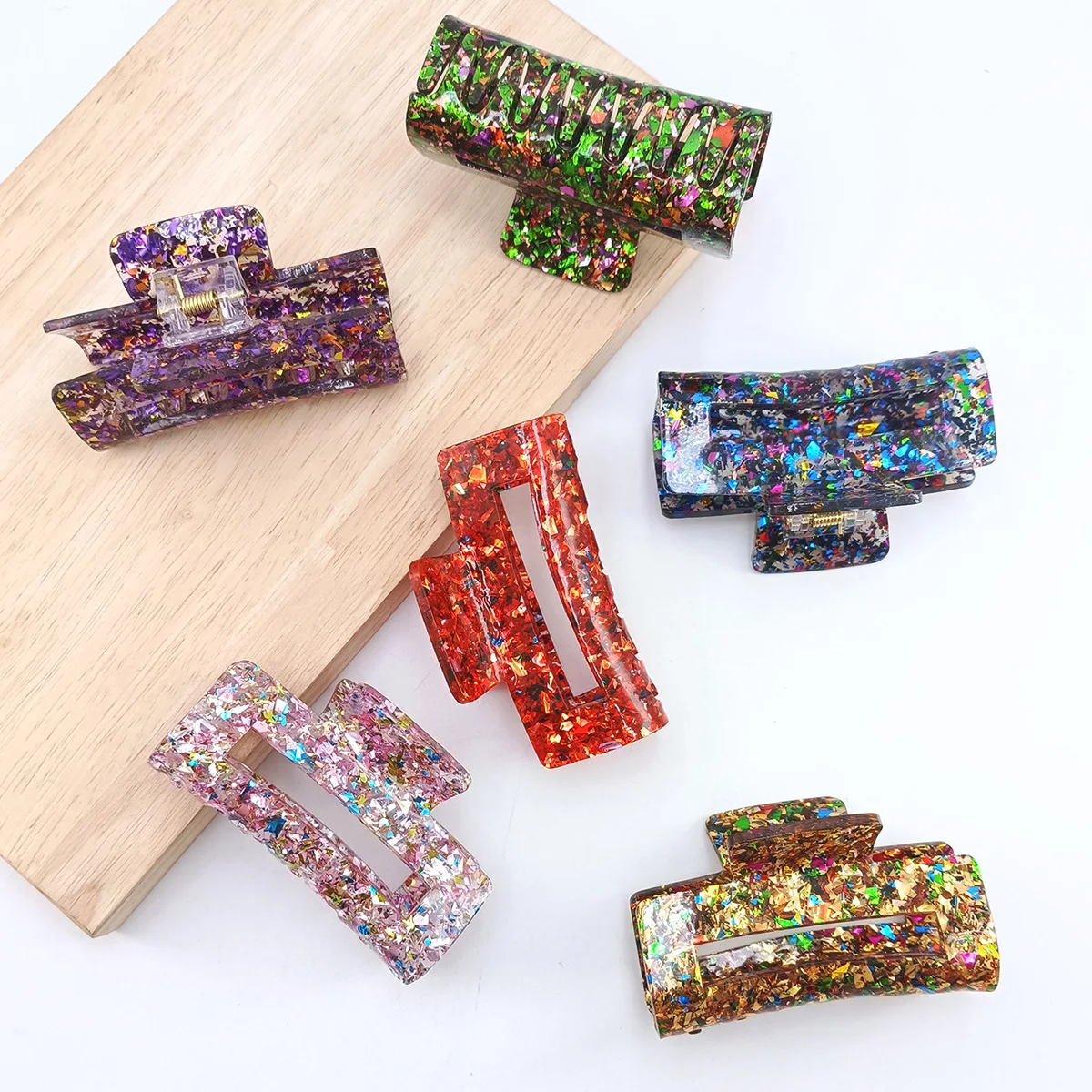 1/3/6 قطعة النساء الترتر مشبك شعر صعبة الملونة البلاستيك مشبك شعر حجم كبير مشابك الشعر كراب دبوس الشعر إكسسوارات الشعر فتاة هدية