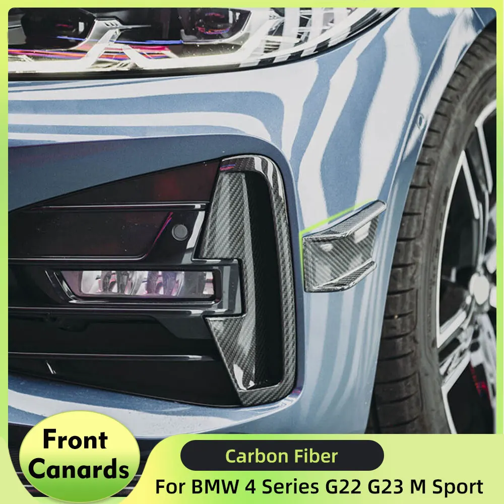 

Front Bumper Canards Fins Air Vent Splitters for BMW 4 Series G22 G23 M Sport 2021 2022 Carbon Fiber Front Spoiler Guard