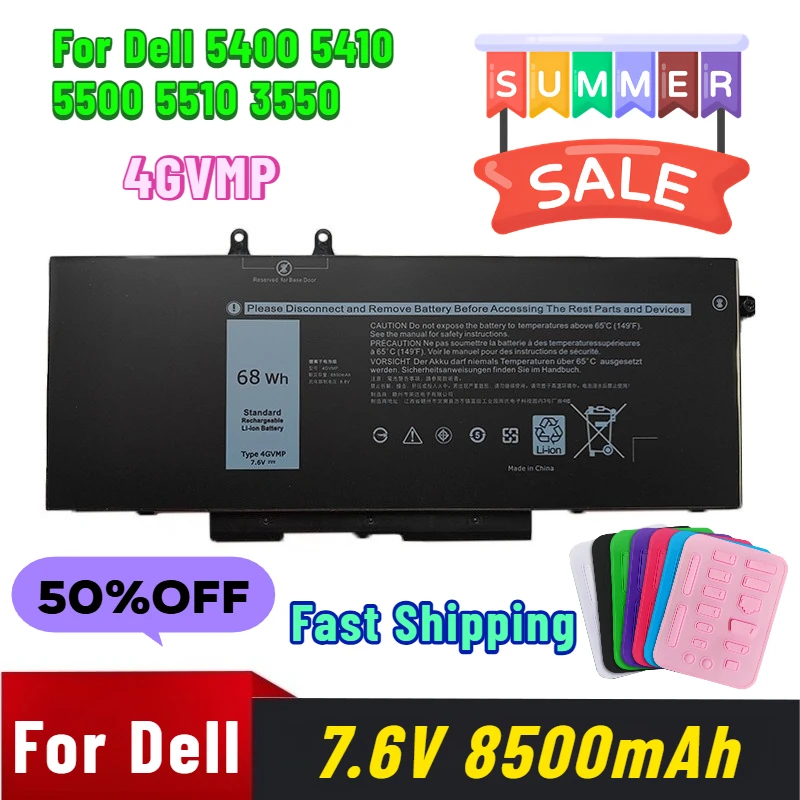 

7.6V 8500mAh for Dell 5400 5410 5500 5510 3550 4GVMP Laptop Battery