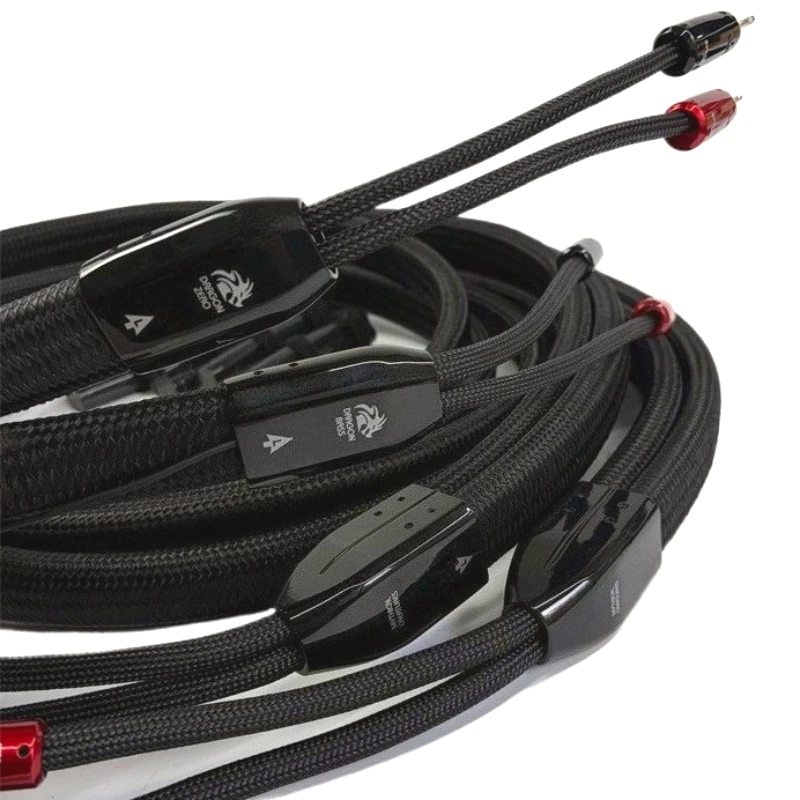Paar Dragon Biwire Lautsprecherkabel Zero & Bass PPS Silber 2 zu 4 HiFi Audio Verstärker Lautsprecherkabel mit Bananenstecker / Mehrfach-Flachstecker