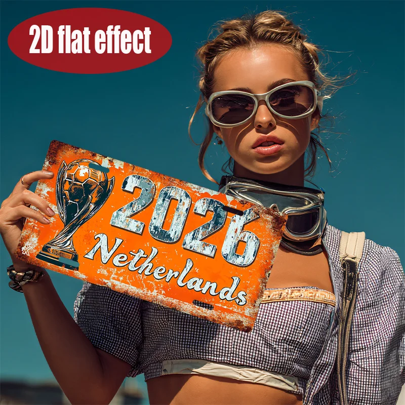 2D Flat, 1pc Netherlands Dutch National Team 2026 Trophy Sign - Vintage Dutch Soccer Wall Plaque, Weather-Resistant Aluminum Ind
