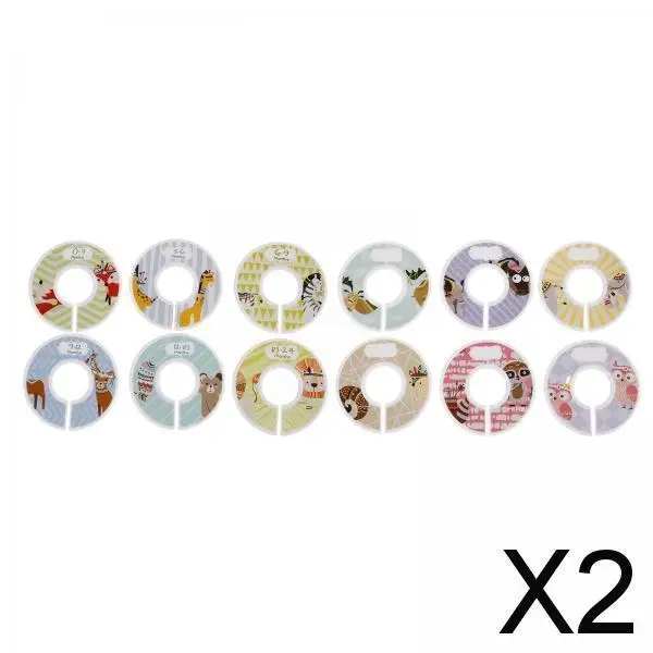 

2x Closet Organization Set - 12pcs Colorful Clothes Size Dividers for Easy Sorting