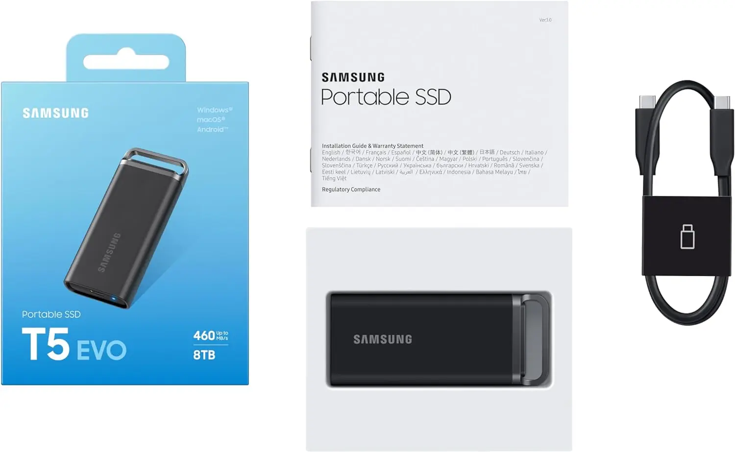 Imagem -05 - Samsung-unidade de Estado Sólido Externa Ssd Original t5 Evo tb tb 8tb Velocidades de Leitura Marítima até 460 Mbps para Criação de Conteúdo de Dados