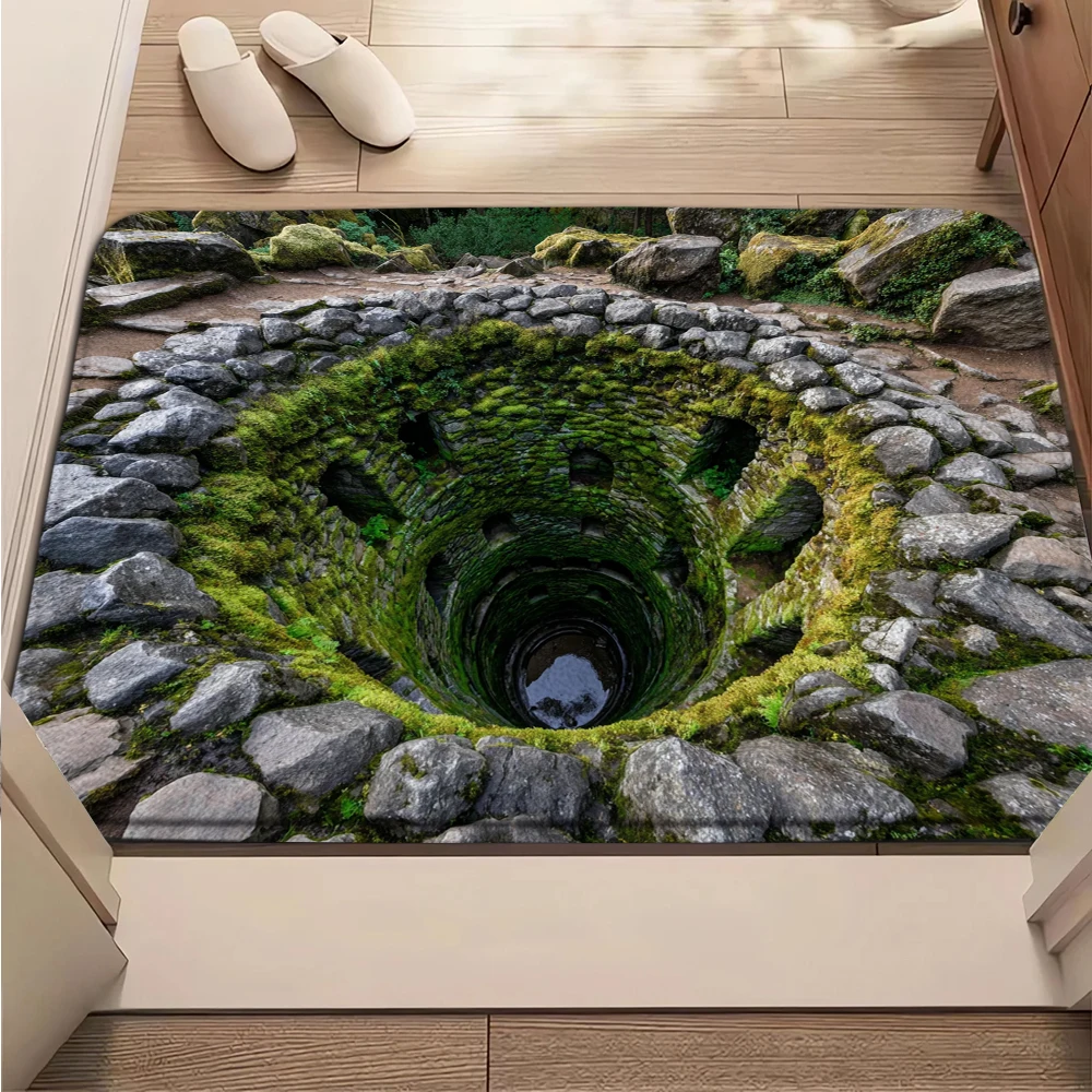3D Visual Hole Carpet Creative Illusion Rug Bathroom Living Room Anti Slip Floor Rug Entrance Mat Home Decoration Welcome Mat