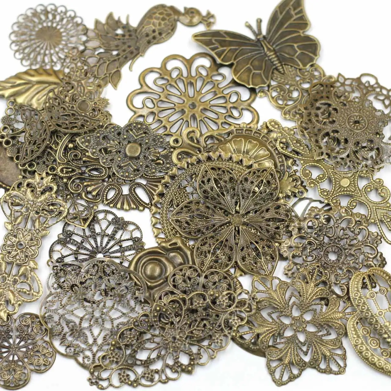 Bronze Tone Random Connectors Wraps Filigree Alloy For Embellishments Scrapbooking Crafts Jewelry DIY Accessories