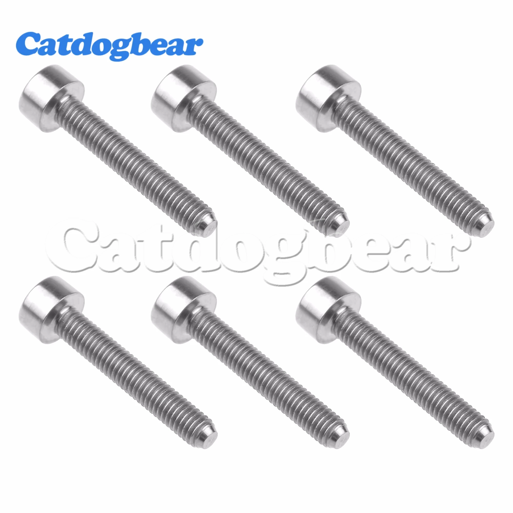 Catdogbear 6PCS Titanium Ti Bolts  M3 X 6 8 10 12 15 18mm  Inner Hexagon Screws DIN912 for Bike Ti Fastener