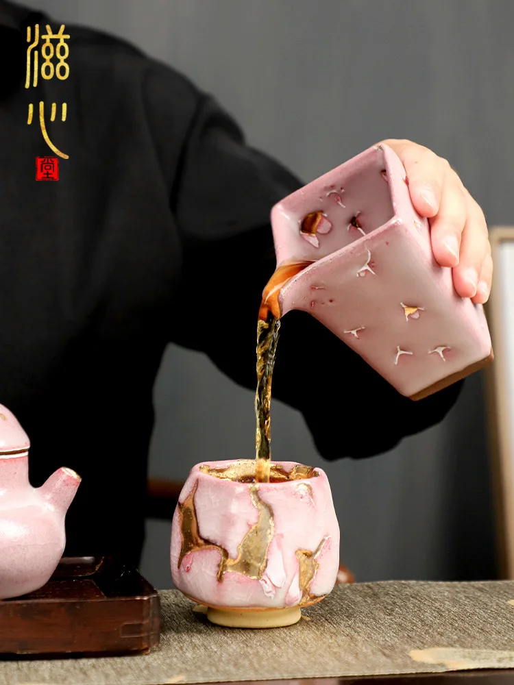 High-End Wild Roast Purple Robe Pitcher Tea Serving Cup Ceramic Stoneware Retro Ceremony Utensil Accessories Handmade