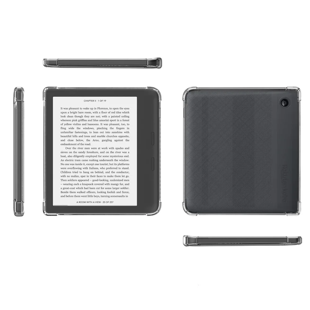 Kobo libra用の透明なtpuバックカバー2024インチ、耐衝撃保護シェル