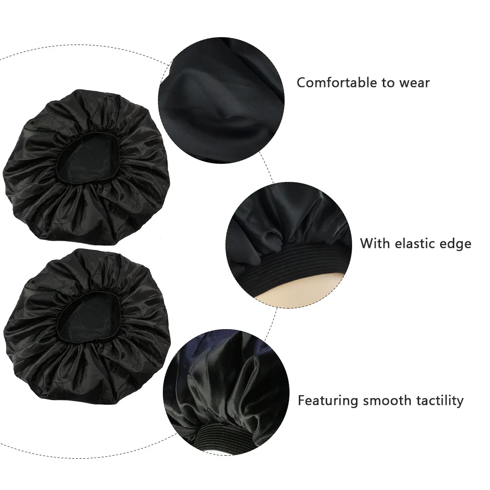 

2Pcs Adjustable Satin Sleep Bonnet Night Sleeping Cap for Women Hair Protection Comfortable No Hair Bonnet