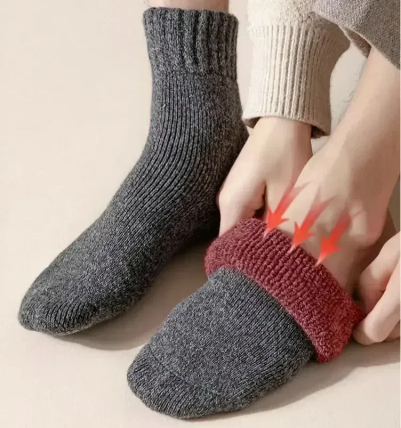 5Pairs Winter Thickened Warm Men’s Sock Wool Male Women Socks Super Solid Socks Merino Wool Socks Against Cold Snow Terry Sock