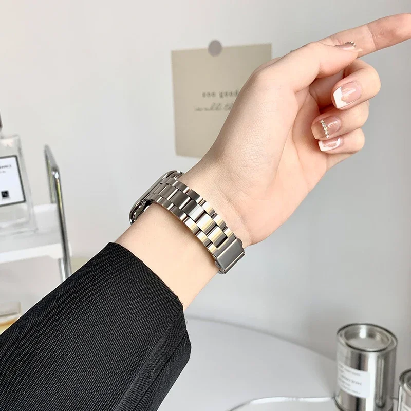 سوار رفيع من الفولاذ المقاوم للصدأ لساعة أبل 38/40/41 ملم، سوار معصم بديل معدني قابل للتعديل لسلسلة IWatch Ultra SE 987654321