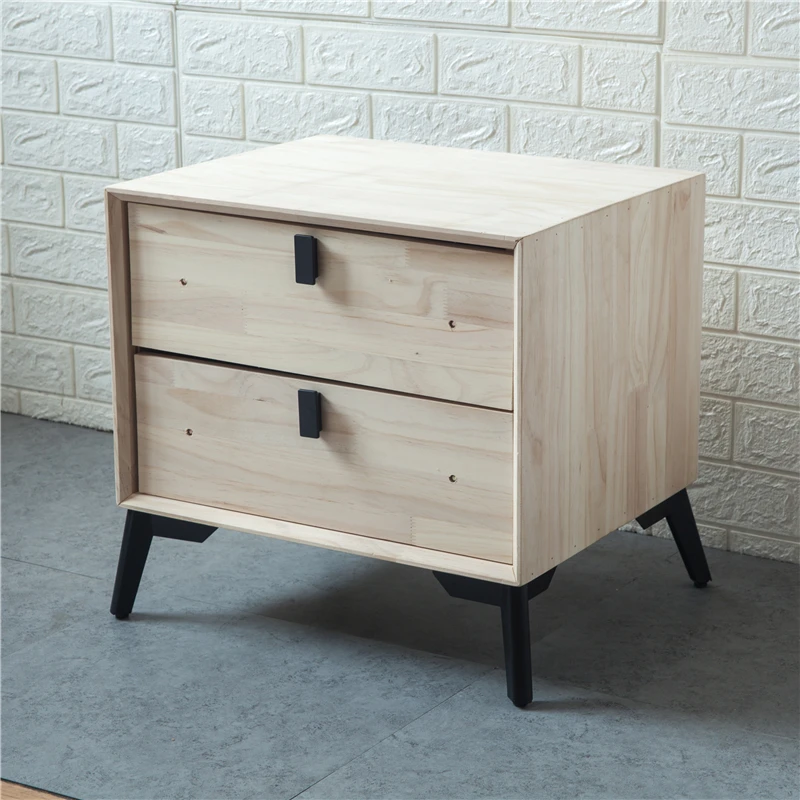

Scandinavian Solid Wood Nightstand with Fabric Upholstery - Modern Bedside Table & Luxury Storage Cabinet for Bedrooms