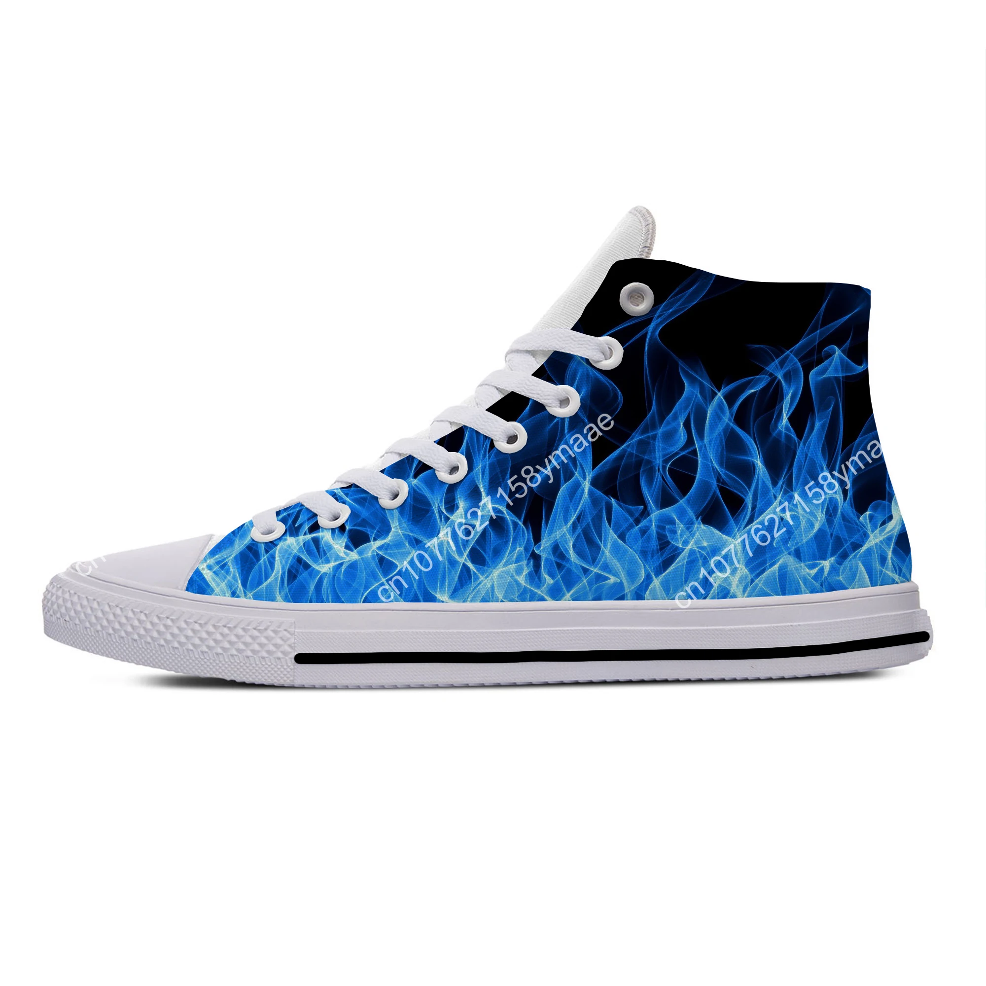 Hot Summer Anime Cartoon Flame Fire Flaming Fashion Funny Casual Cloth Shoes High Top 3D Print Men Women Classic Board Shoes