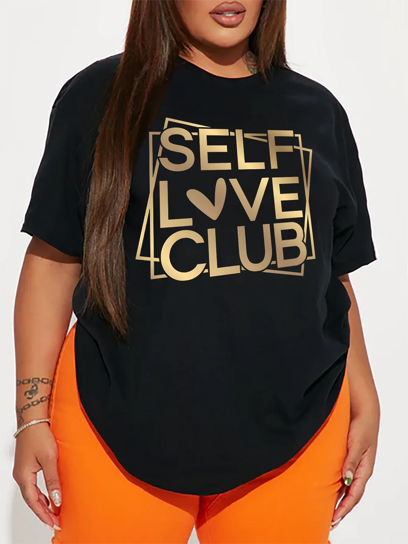 Plus Size Women's Summer Casual Short Sleeves 7 Colors Round Neck T-shirt Printed Graphics Heart LOVE CLUB Plus Size T-shirt