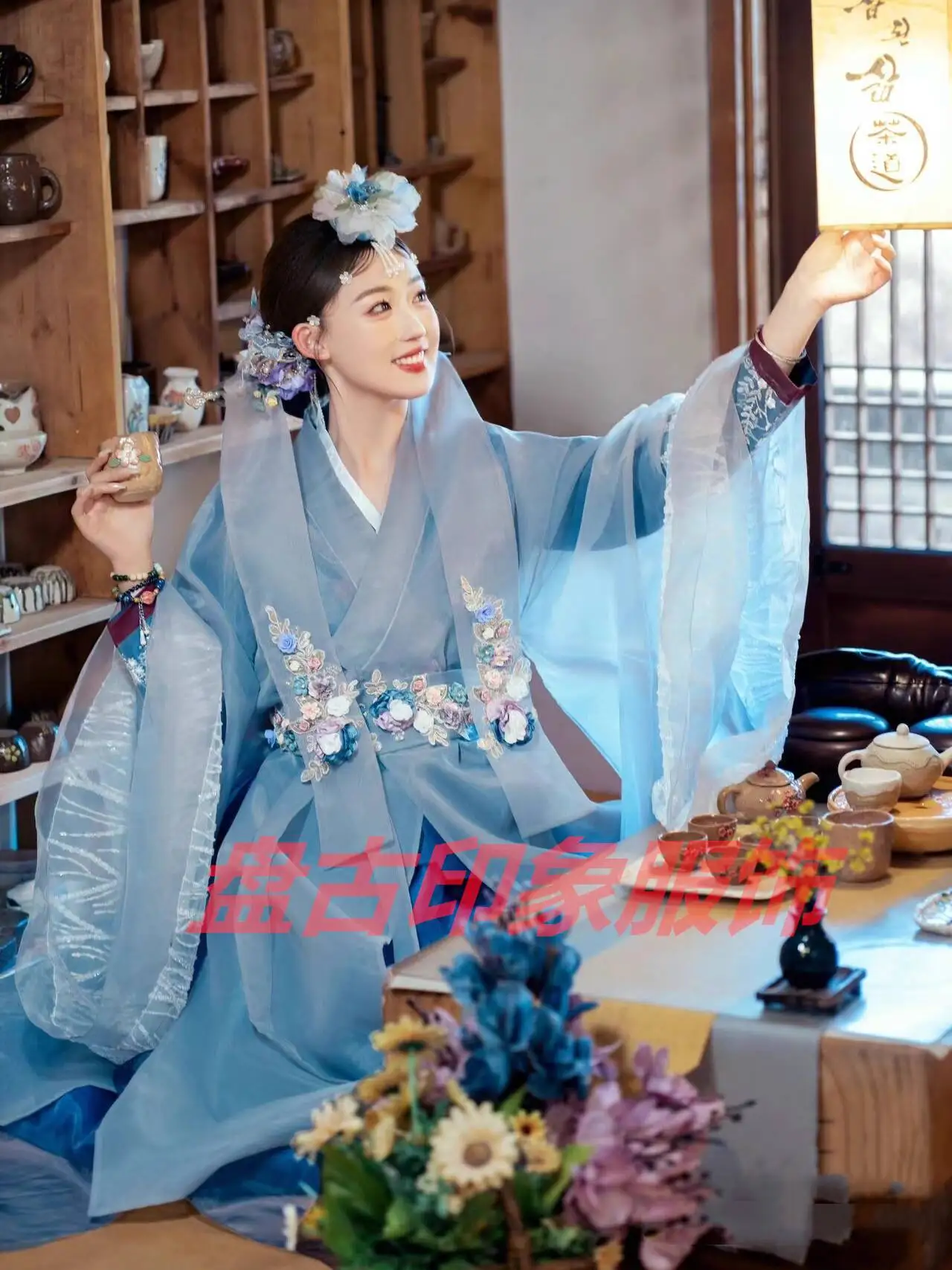 Winter Korean Traditional Costume Korean Ethnic Palace Princess Dress Women's Clothing Yanji Travel Photo Blue Hanbok