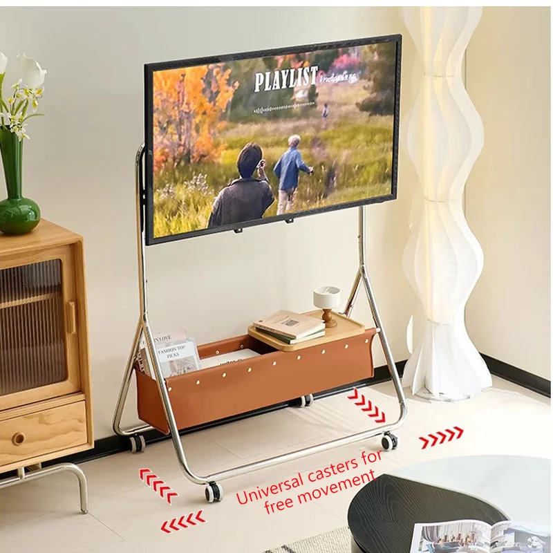 Mobile TV Stand with Wheels Height Adjustable Rolling TV Cart for 32-75 Inch TVs Stainless Steel Frame TV Floor Stand