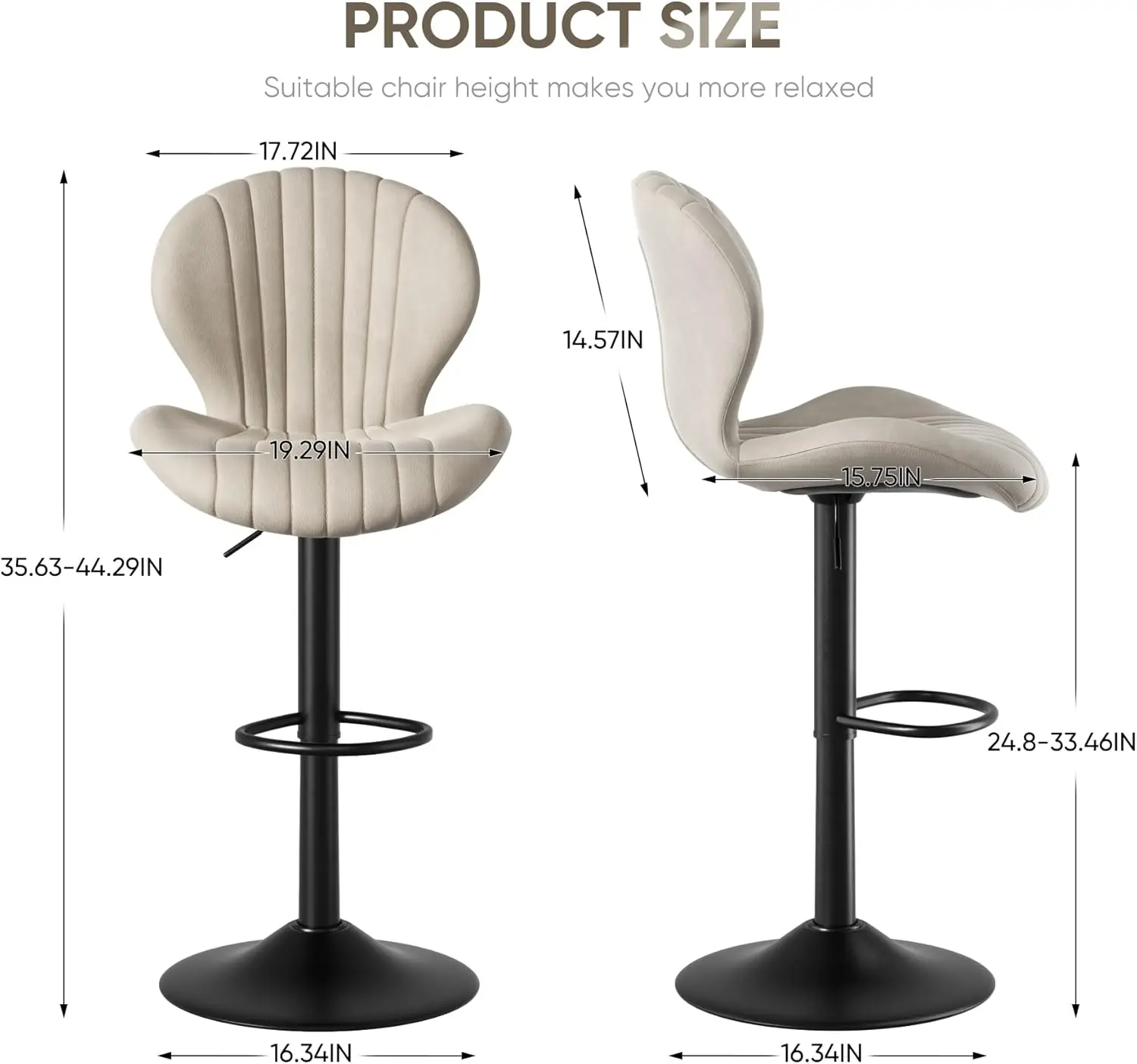 Bar Stools Set of 2 Modern Swivel Bar Chairs, Barstools Counter Height with High Backrest, Easy 3-5 Minute Assembly for Bar,