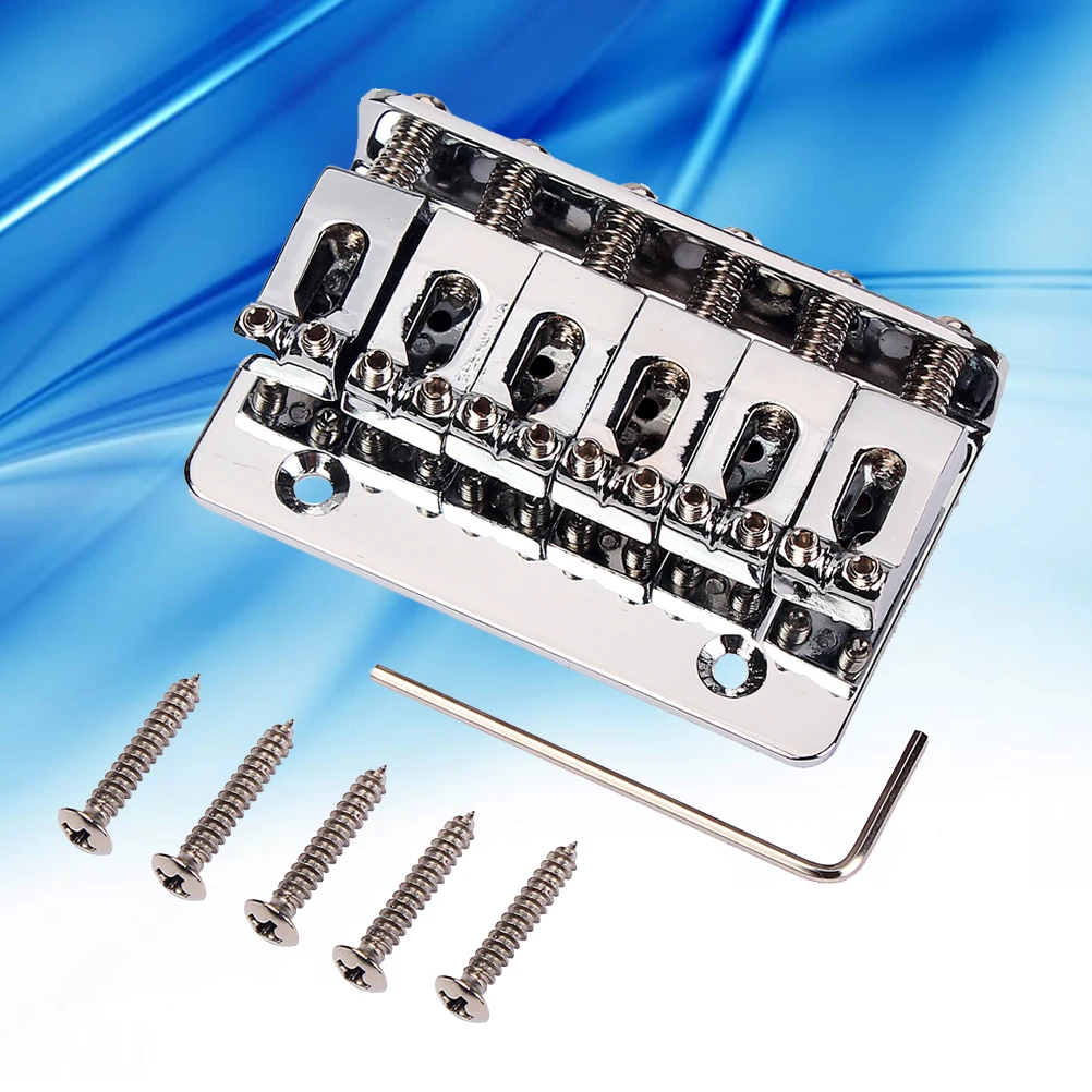 

65 Guitar Bridge Vintage Style with Screws Oblique Head Silver Bass
