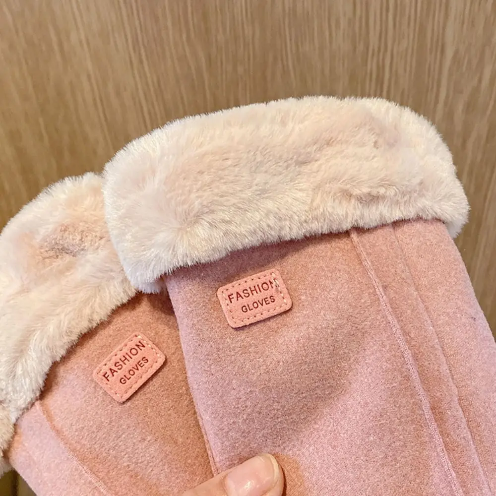 Niedliche Samt-Plüschhandschuhe, weiche, winddichte Winterhandschuhe, warme, dicke Damen-Fäustlinge für den Außenbereich