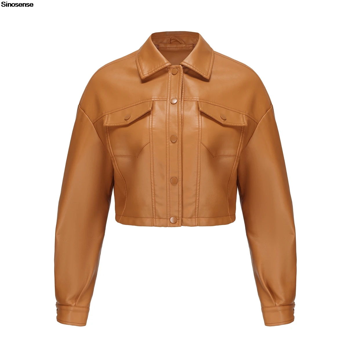 Faux Leather Jacket For Women Short PU Motorcycle Outwear Coats Lapel Button Down Casual Street Motor Biker Cropped Jackets