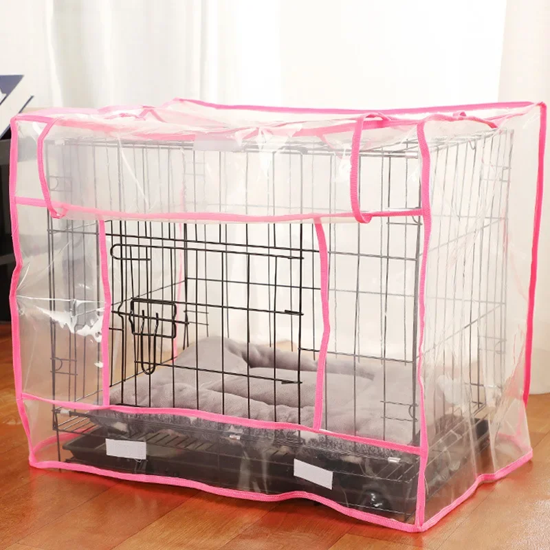 Winter Wind Rain Proof and Warm Cat and Dog Cage Cover Pet Cage Summer Mosquito Proof Transparent Protective Cover Pet Supplies