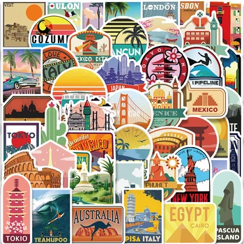 50 pçs mundo paisagem país cidade viagem adesivo à prova dwaterproof água bicicleta telefone carro bagagem portátil motocicleta mala criança adesivo