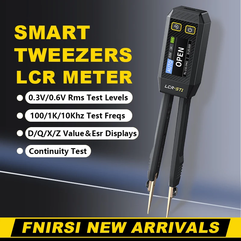 

FNIRSI LCR-ST1 Mini Smart Tweezer LCR SMD ESR Tester Resistance Capacitance Inductance Continuity Diode Test Measurement Tools