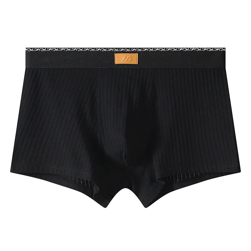 Man Boxers Soft Cotton Texture Thread Underwear  Calzoncillos Hombre Solid Color Mid-Waist Large Size Breathable Panties