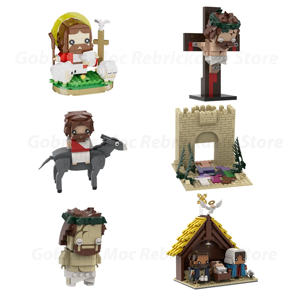 Gobricks MOC Christianity God Shepherd Jesus Bricks Crucifixion of Jesus Rode the Donkey into Jerusalem Building Blocks Toy Gift