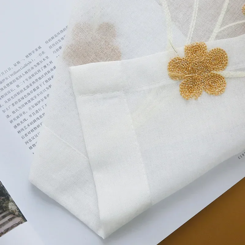 

Custom Size Simple and Versatile Embroidered Window Curtain Fabric Bedroom and Living Room Small Fresh Cotton Window Tulle