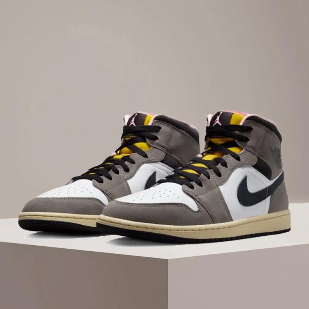 Nike Air Jordan 1 Mid Cushioned Fashionable Versatile Slip-Resistant Durable Basketball Shoes HQ2011-100