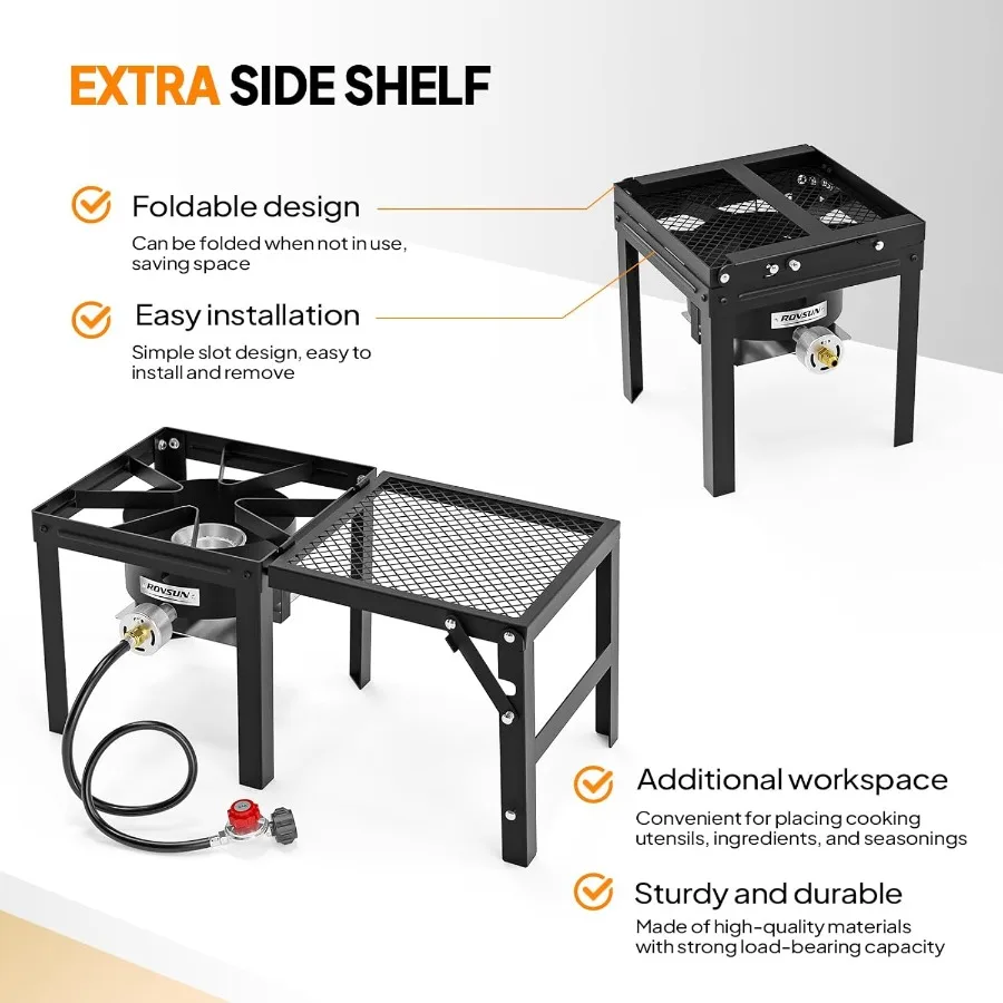 ROVSUN 100000 BTU موقد البروبان مع رف جانبي قابل للطي للطهي في الهواء الطلق موقد غاز بشعلة واحدة مع منظم مثالي لـ C #4