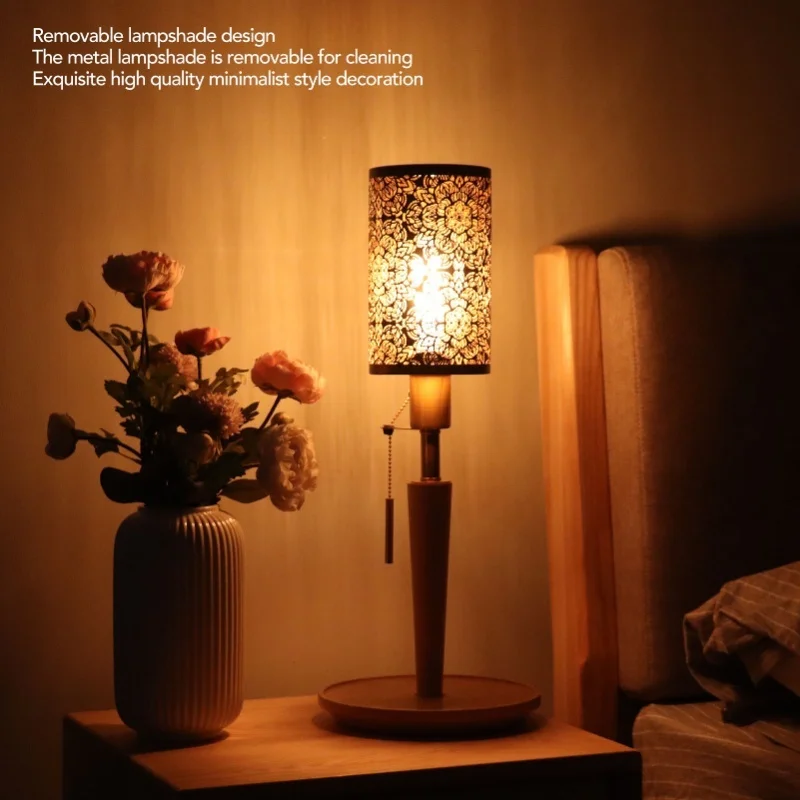 غطاء مصباح نحت مجوف معدني أسطواني نمط دائري E27 E26 انفصال منضدة الزخرفية الجدول غطاء مصباح