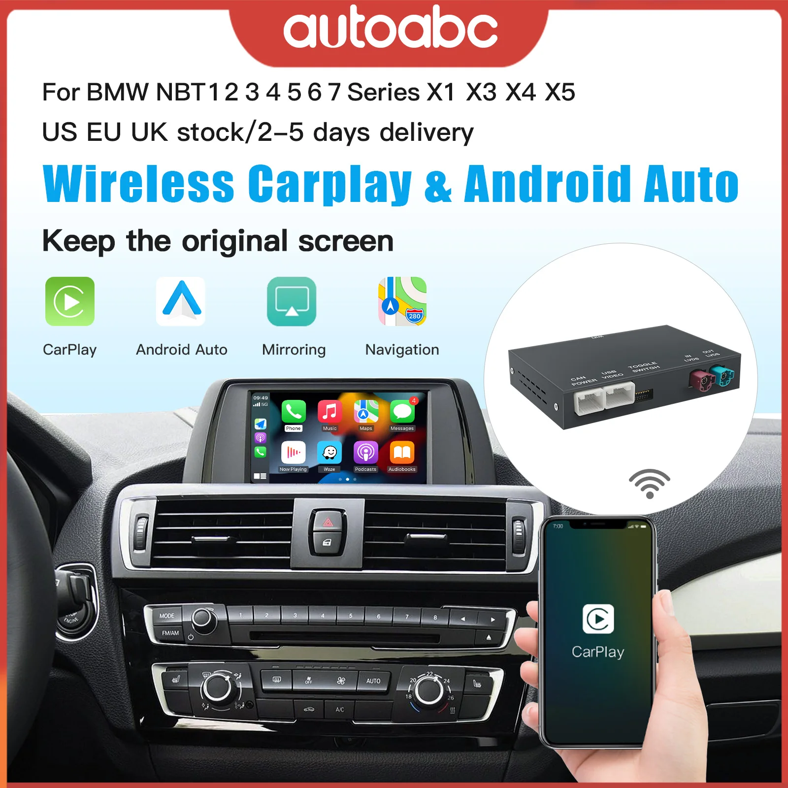 Wireless CarPlay for BMW NBT System 1 2 3 4 5 6 7 Series X1 X3 X4 X5 X6 MINI F56 F15 F16 F25 F26 F48 F01 F10 F22 F20 F30 F32