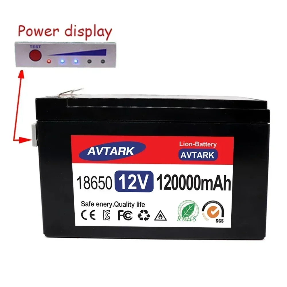 12V 120Ah 120000mAh 18650 bateria litowa do wbudowanej energii słonecznej wysoki prąd 30A BMS bateria pojazd elektryczny + ładowarka 12.6V